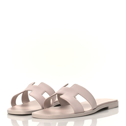Hermes Box Calfskin Oran Sandals 36.5 Rose Pale 3 of 9