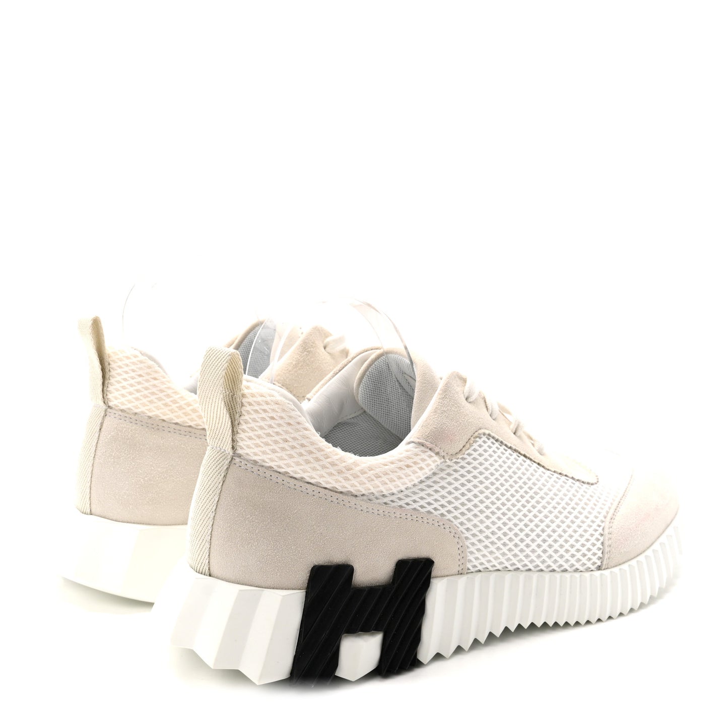 Graphic Mesh Suede Goatskin Mens Bouncing Sneakers 43  White Black