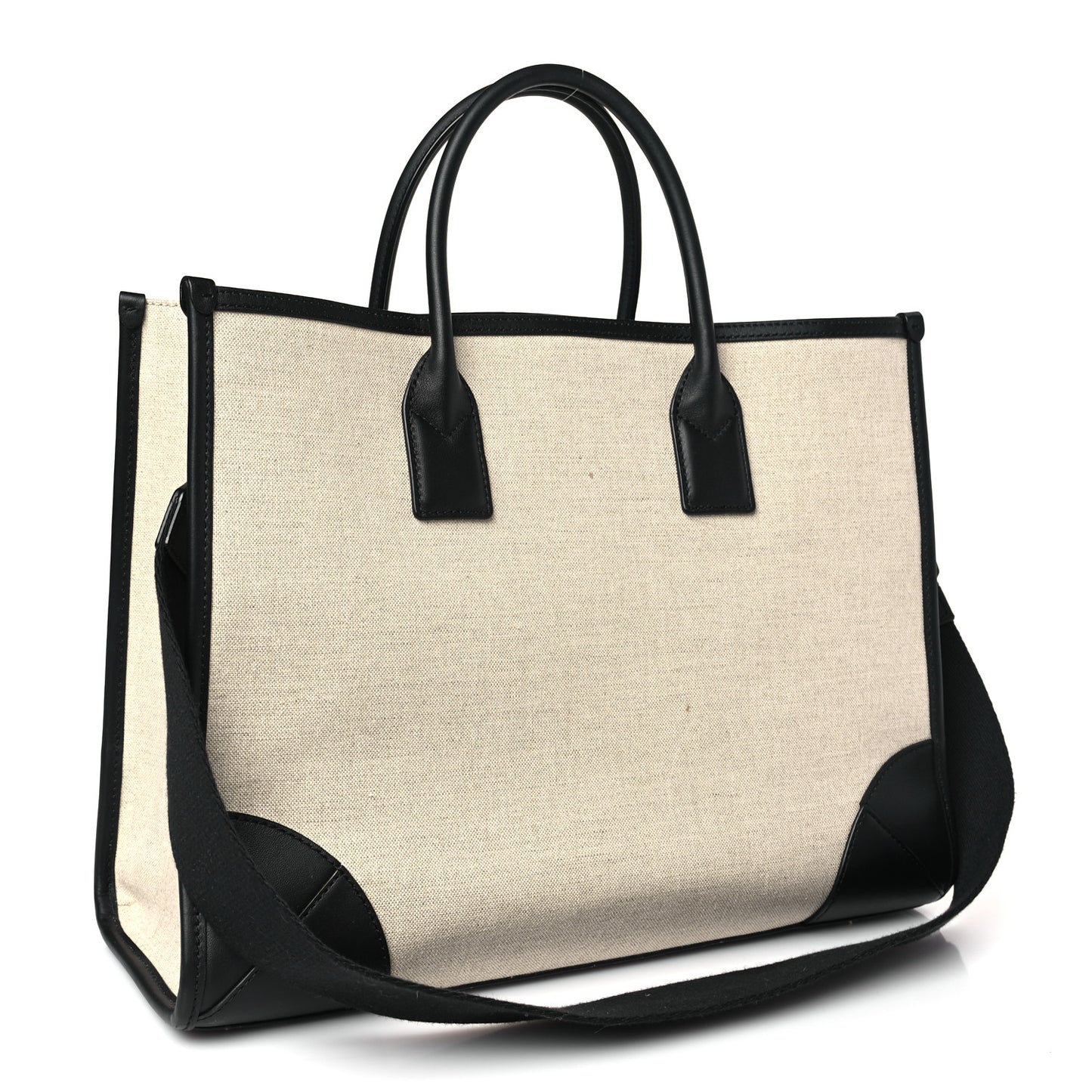 Calfskin Linen Large Munchen Tote Black