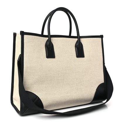 MCM Calfskin Linen Large Munchen Tote Black 4 of 10