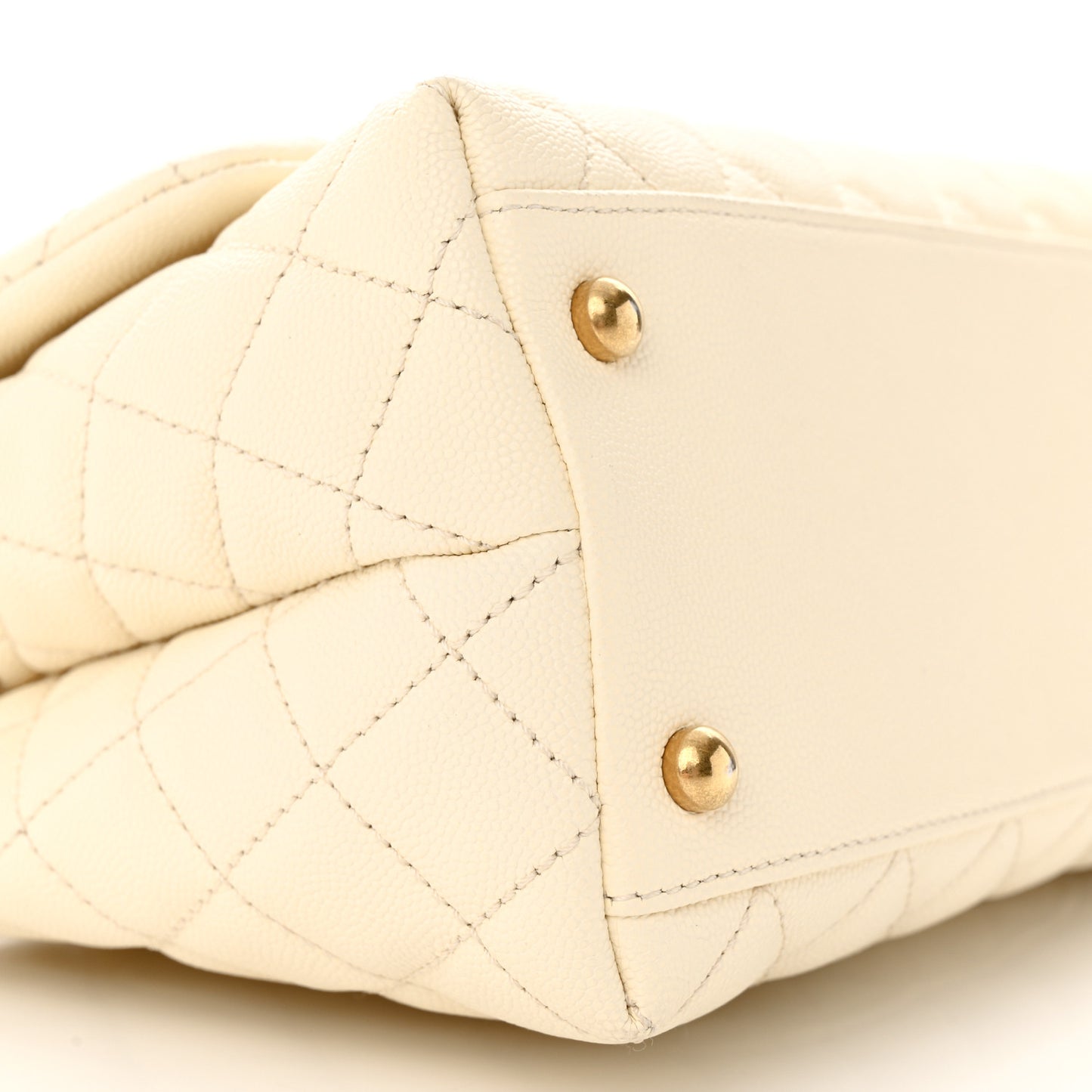 Caviar Quilted Small Coco Handle Flap White