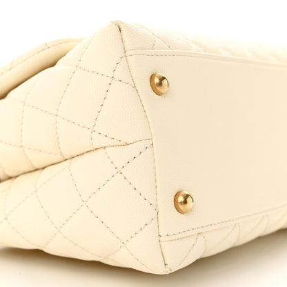Chanel Caviar Quilted Small Coco Handle Flap White 8 of 10