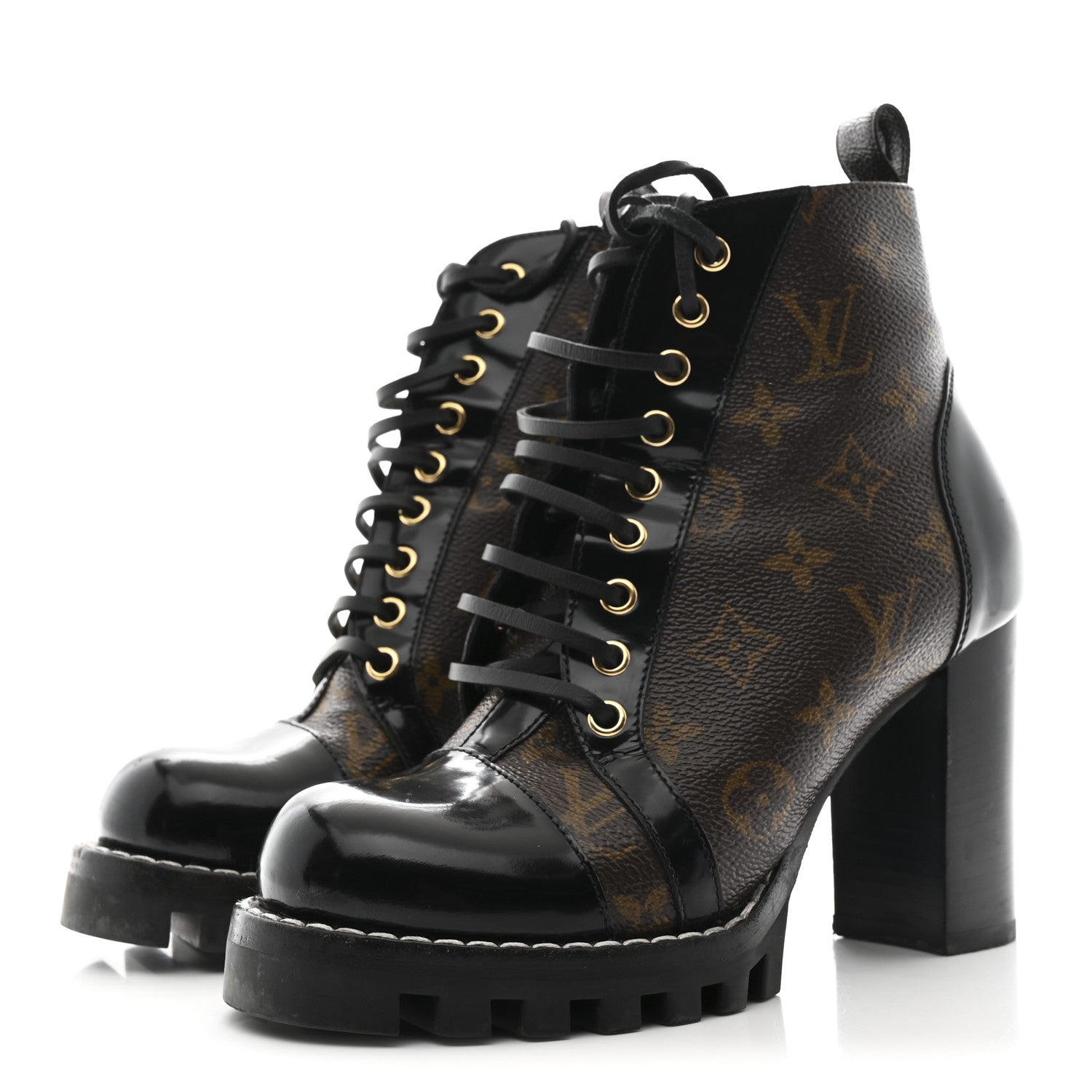 Louis Vuitton Patent Calfskin Monogram Star Trail Ankle Boots 37.5 Black 4 of 10