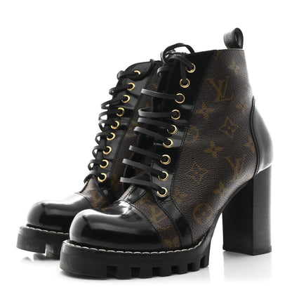 Louis Vuitton Patent Calfskin Monogram Star Trail Ankle Boots 37.5 Black 4 of 10
