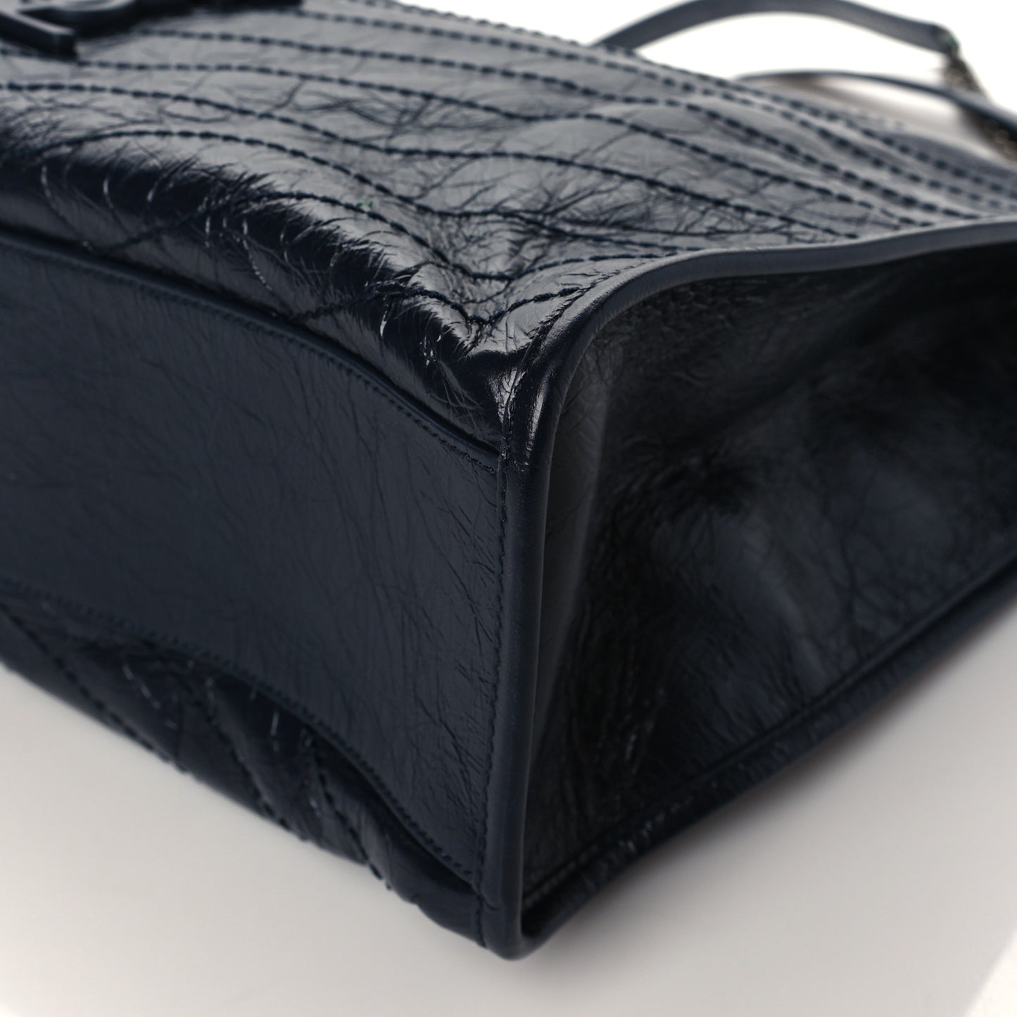 Crinkled Calfskin Matelasse Monogram Niki Shoulder Bag Deep Marine