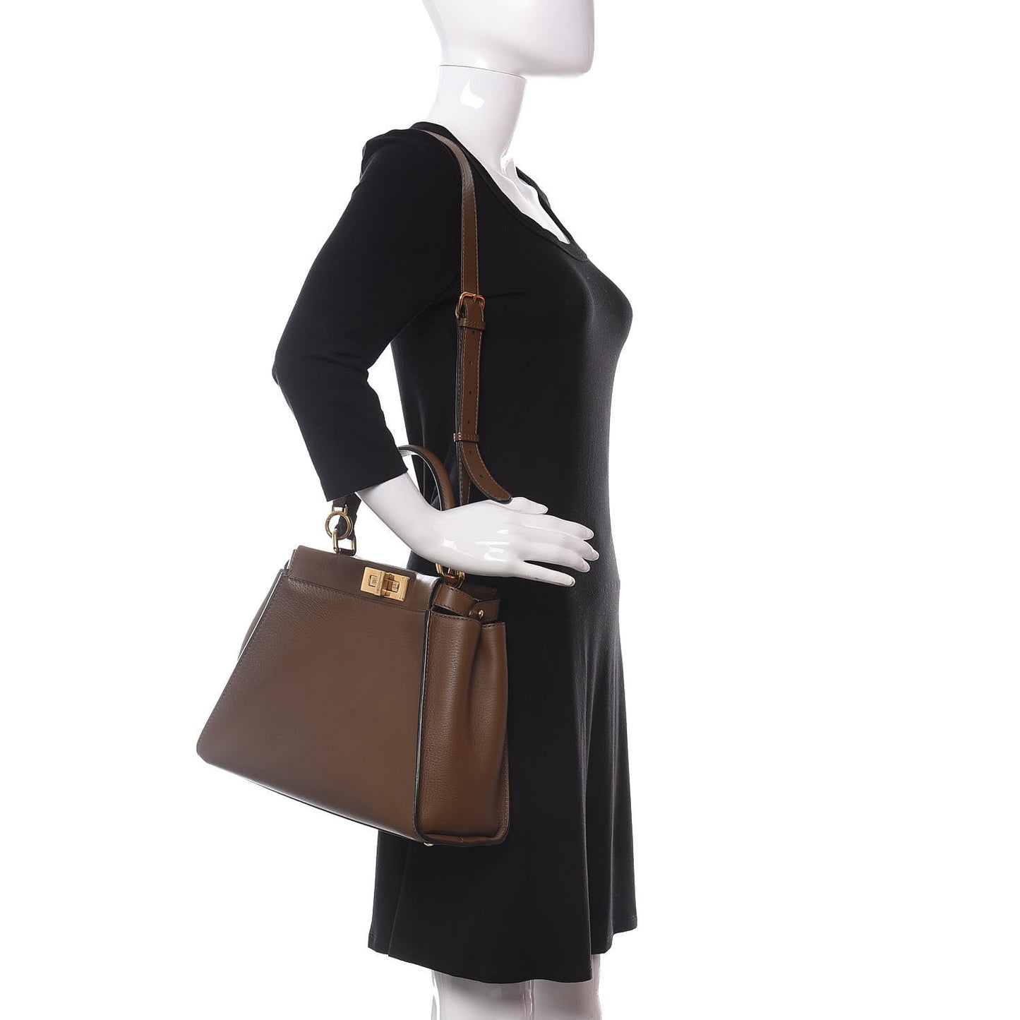 Vitello Seta Fabric Jacquard Pequin Medium Peekaboo Iconic Satchel Foresta Tobacco