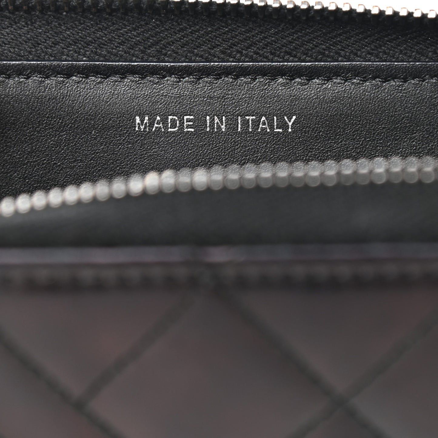 Glazed Calfskin Quilted Small Coco Boy Zip Around Wallet Black