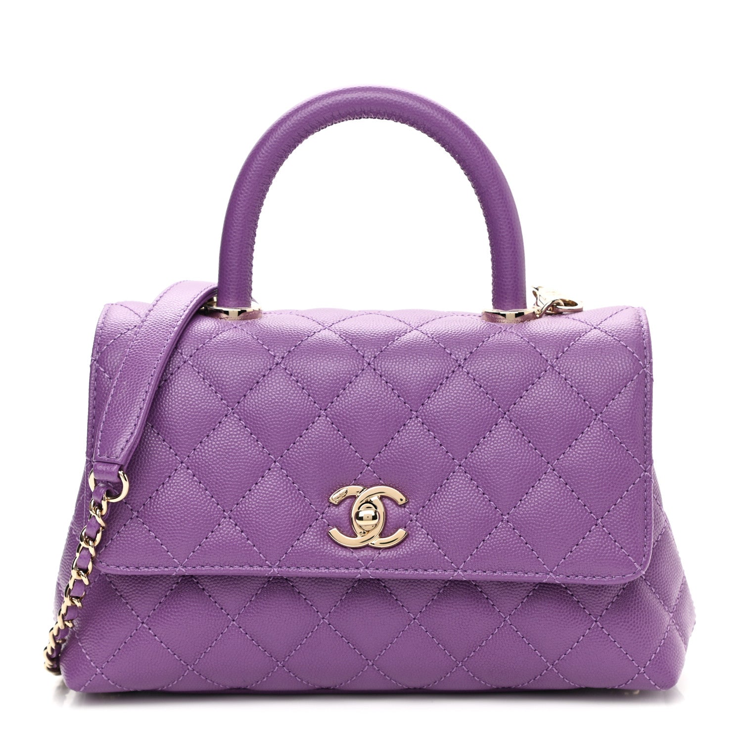 Chanel Caviar Quilted Mini Coco Handle Flap Purple 1 of 10