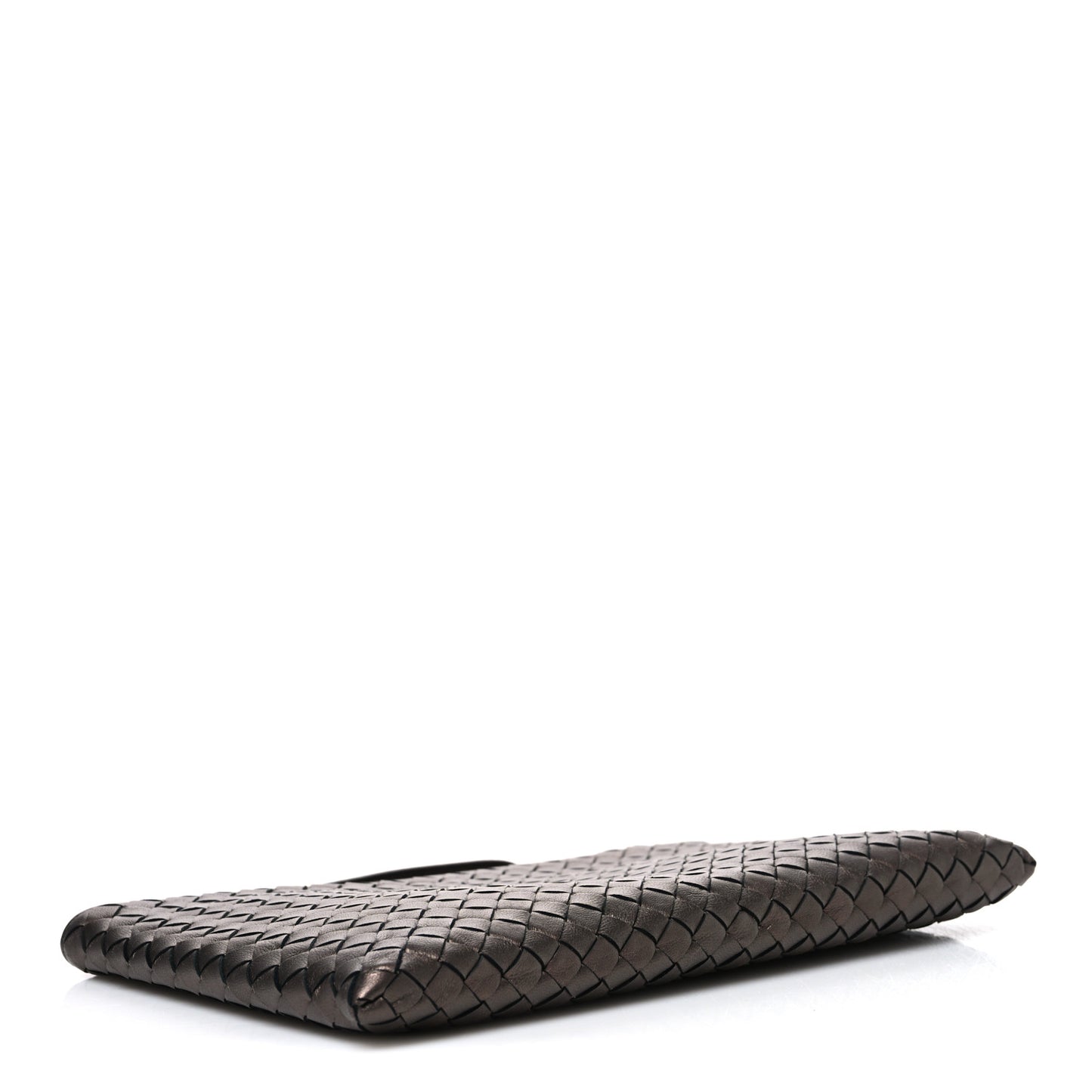 Metallic Nappa Intrecciato Zip Pouch Bronze