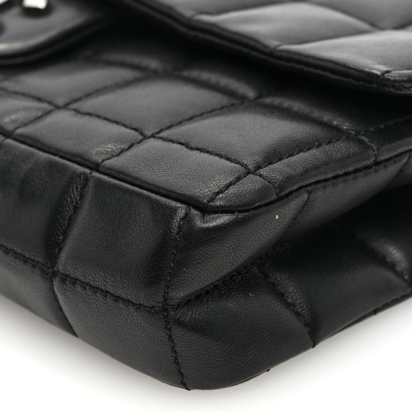 Lambskin East West Chocolate Bar Chain Flap Black