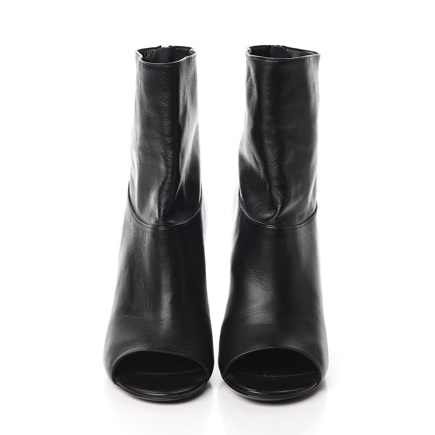 Calfskin Pearl Open Toe Ankle Boots 37 Black