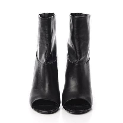 Chanel Calfskin Pearl Open Toe Ankle Boots 37 Black 2 of 9