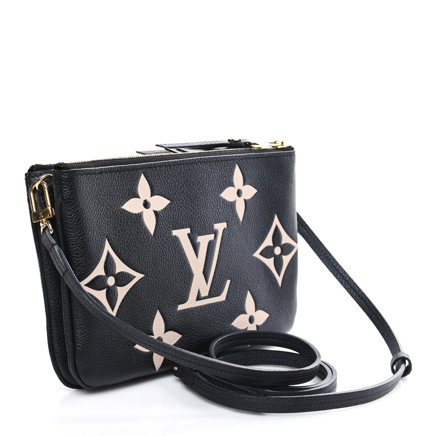 Louis Vuitton Empreinte Monogram Giant Double Zip Pochette Black Cream 3 of 9