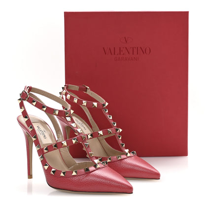 Valentino Garavani Pebbled Calfskin Rockstud Ankle Strap 100mm Pumps 37 Rock Pink 8 of 8