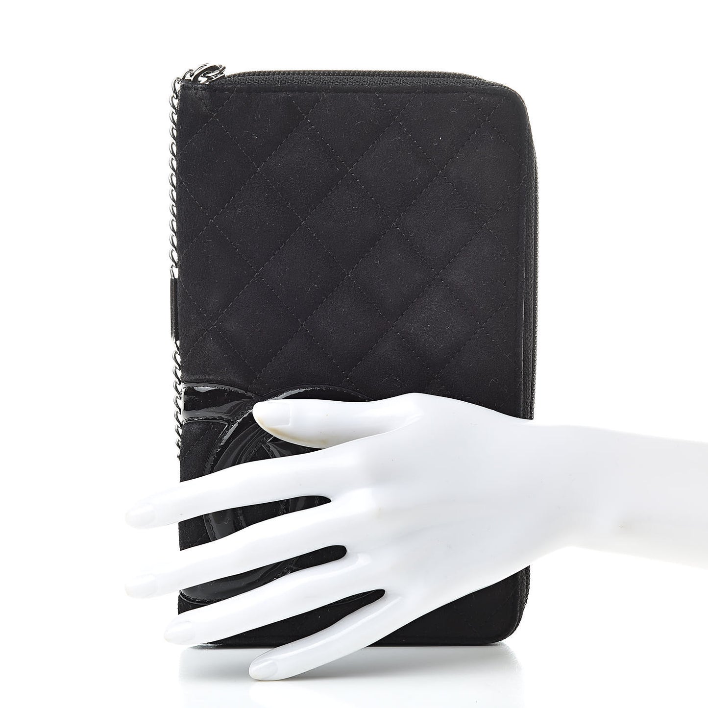 Suede Cambon Zip Around Organizer Wallet Black
