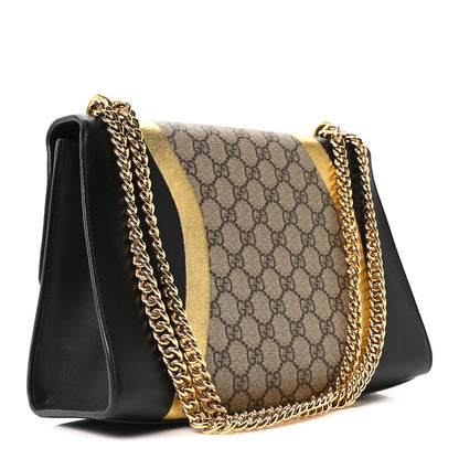 Gucci Calfskin GG Supreme Monogram Medium Padlock Shoulder Bag Black Gold 3 of 10