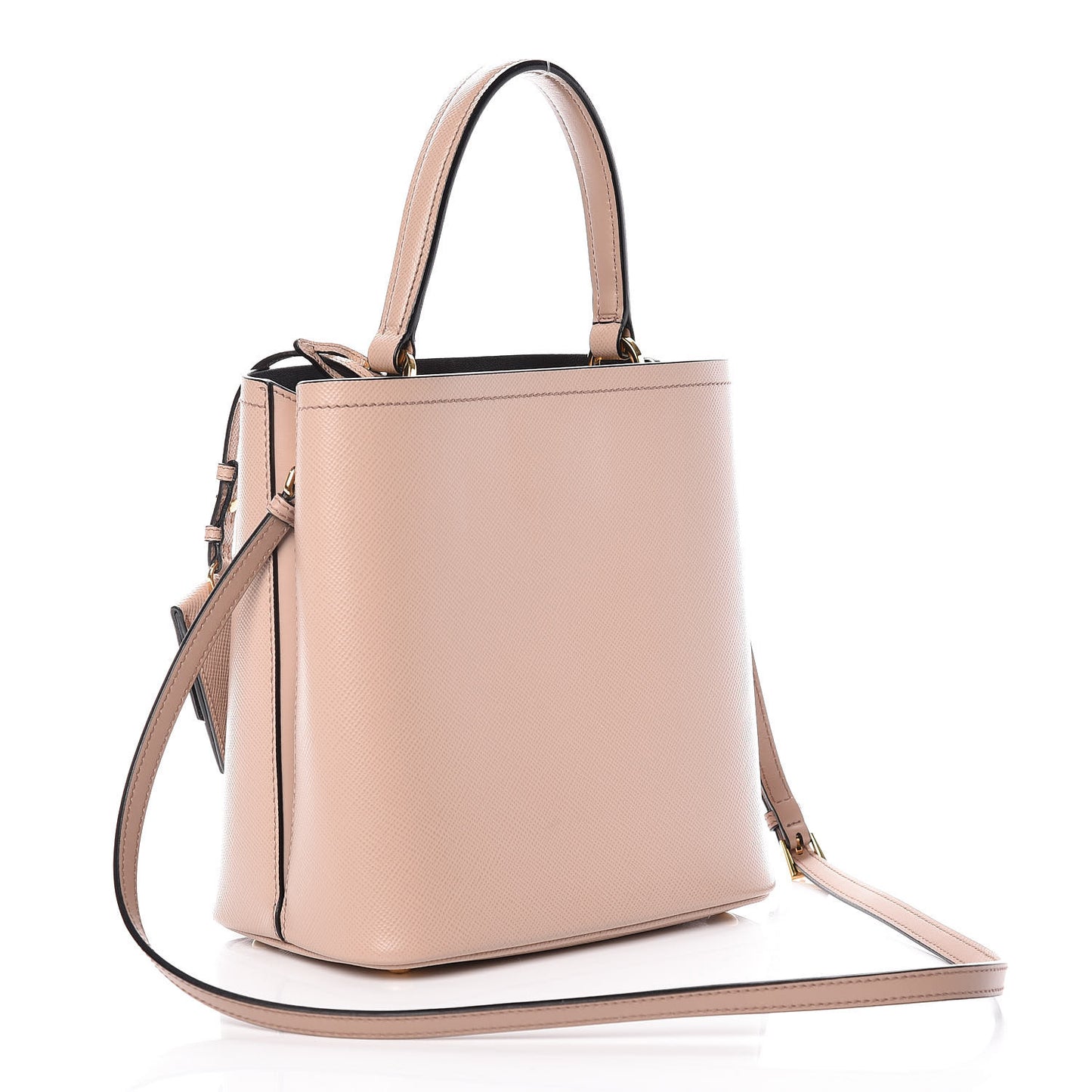 Saffiano Cuir Medium Panier Bucket Bag Cipria Black