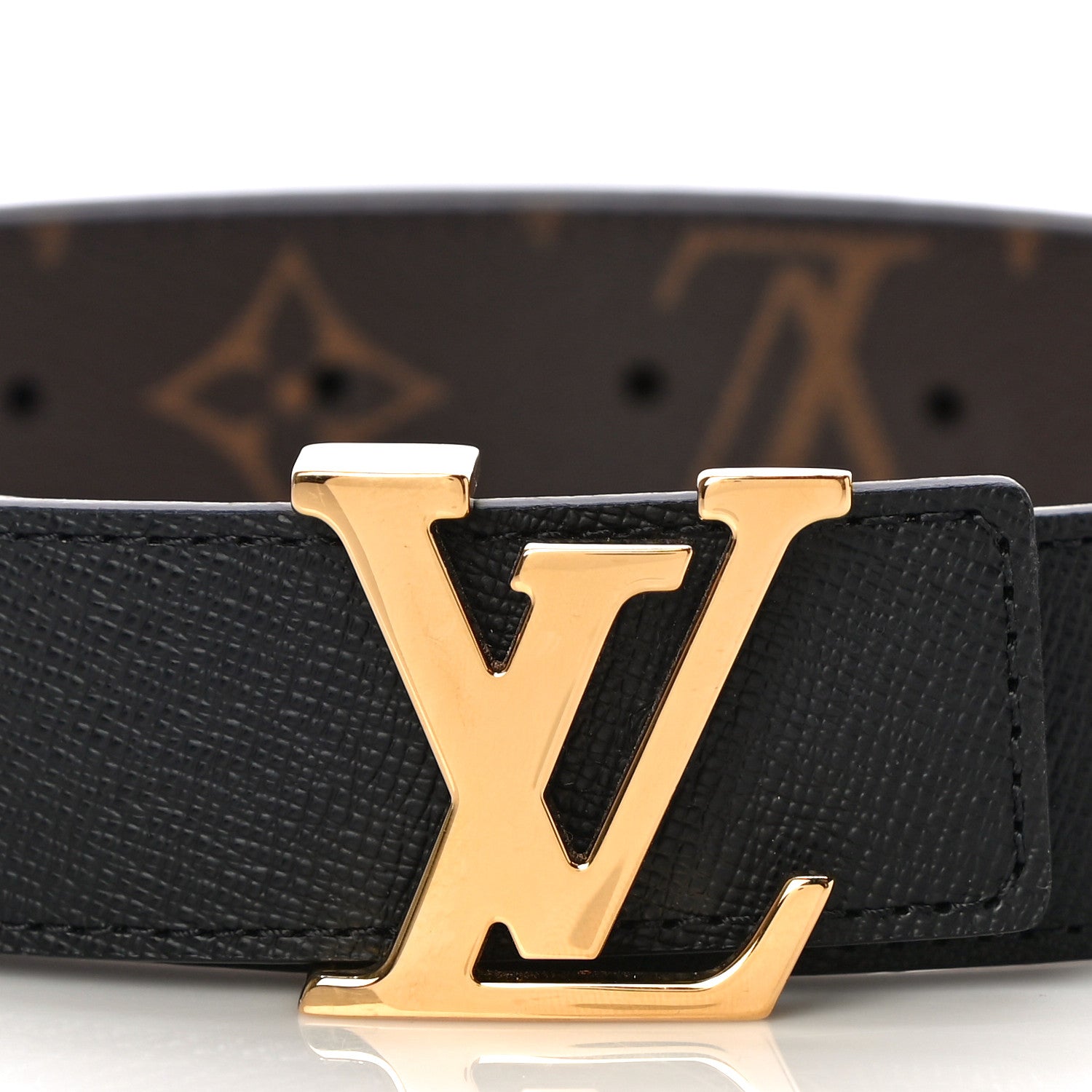 Louis Vuitton Calfskin Monogram 30mm LV Initiales Reversible Belt 80 32 Black 2 of 6