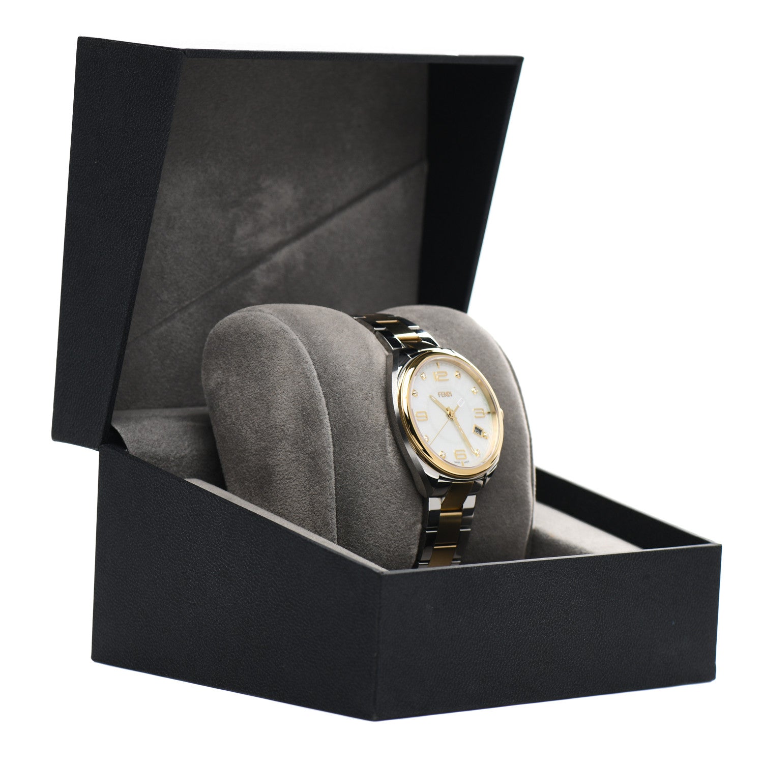 Fendi Stainless Steel Diamond Mother of Pearl 34mm Momento Two Tone Quartz Watch 5 of 5