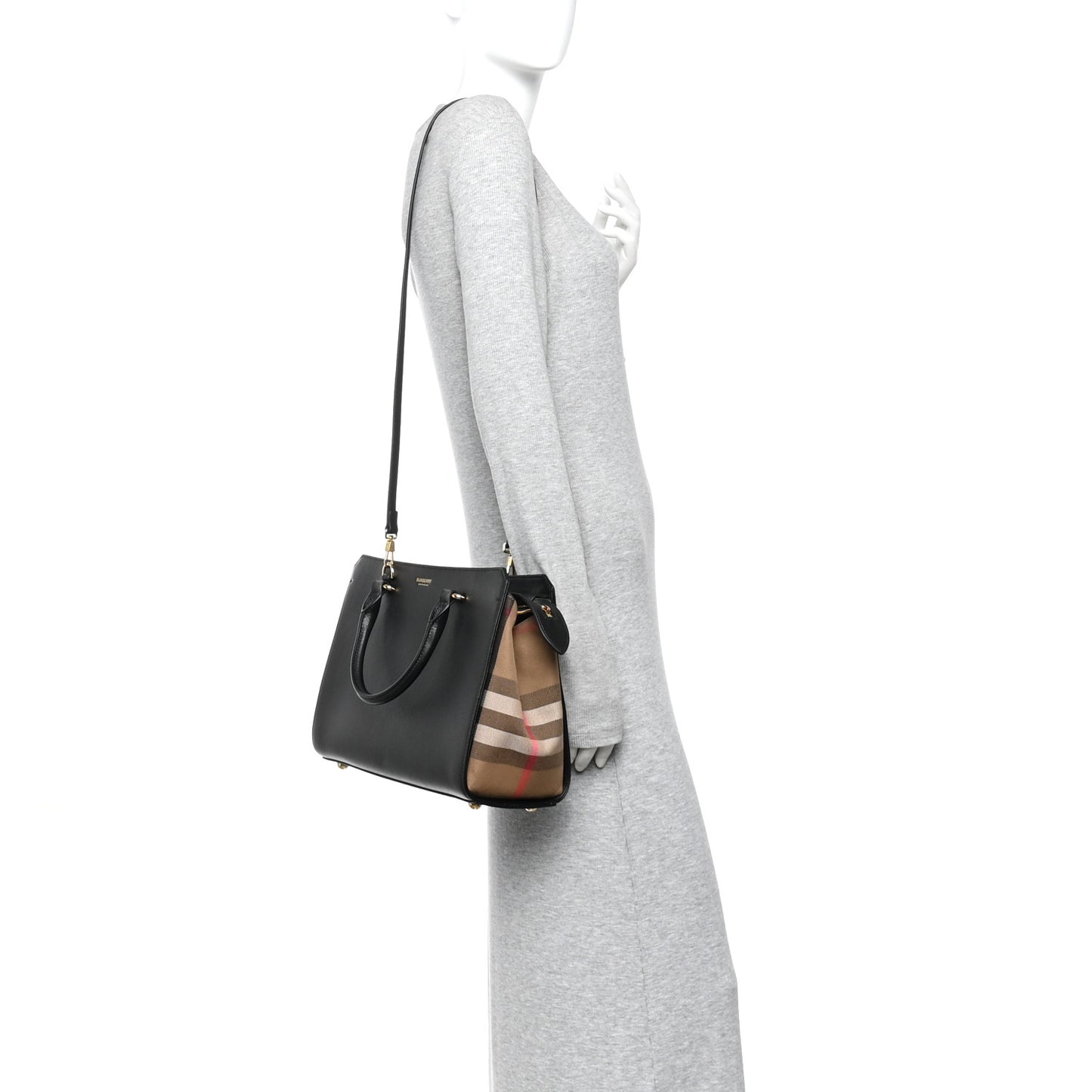 Calfskin Mega Check Small Banwell Tote Black