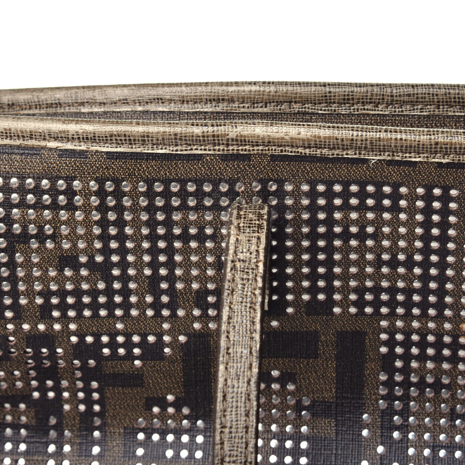 Fendi Zucca Lampo Studded Roll Tote Tobacco 10 of 11
