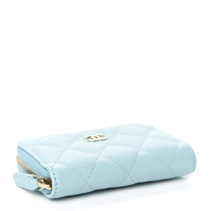 Chanel Caviar Quilted Zip Coin Purse Light Blue 4 of 8