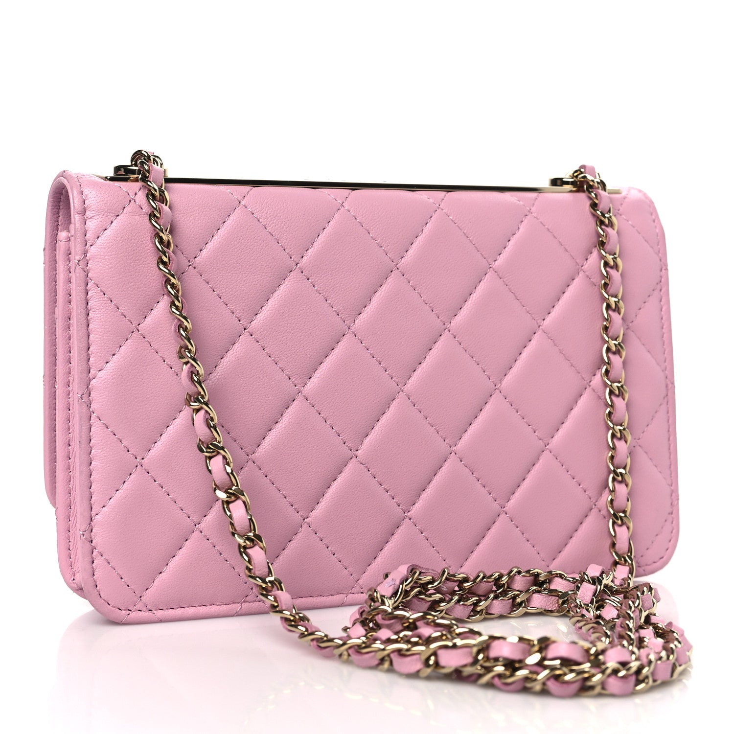 Chanel Lambskin Quilted Trendy CC Wallet On Chain WOC Pink 3 of 10