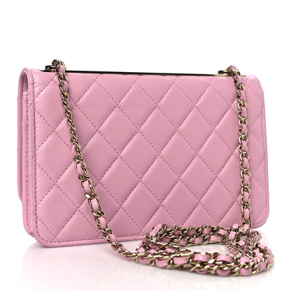 Chanel Lambskin Quilted Trendy CC Wallet On Chain WOC Pink 3 of 10