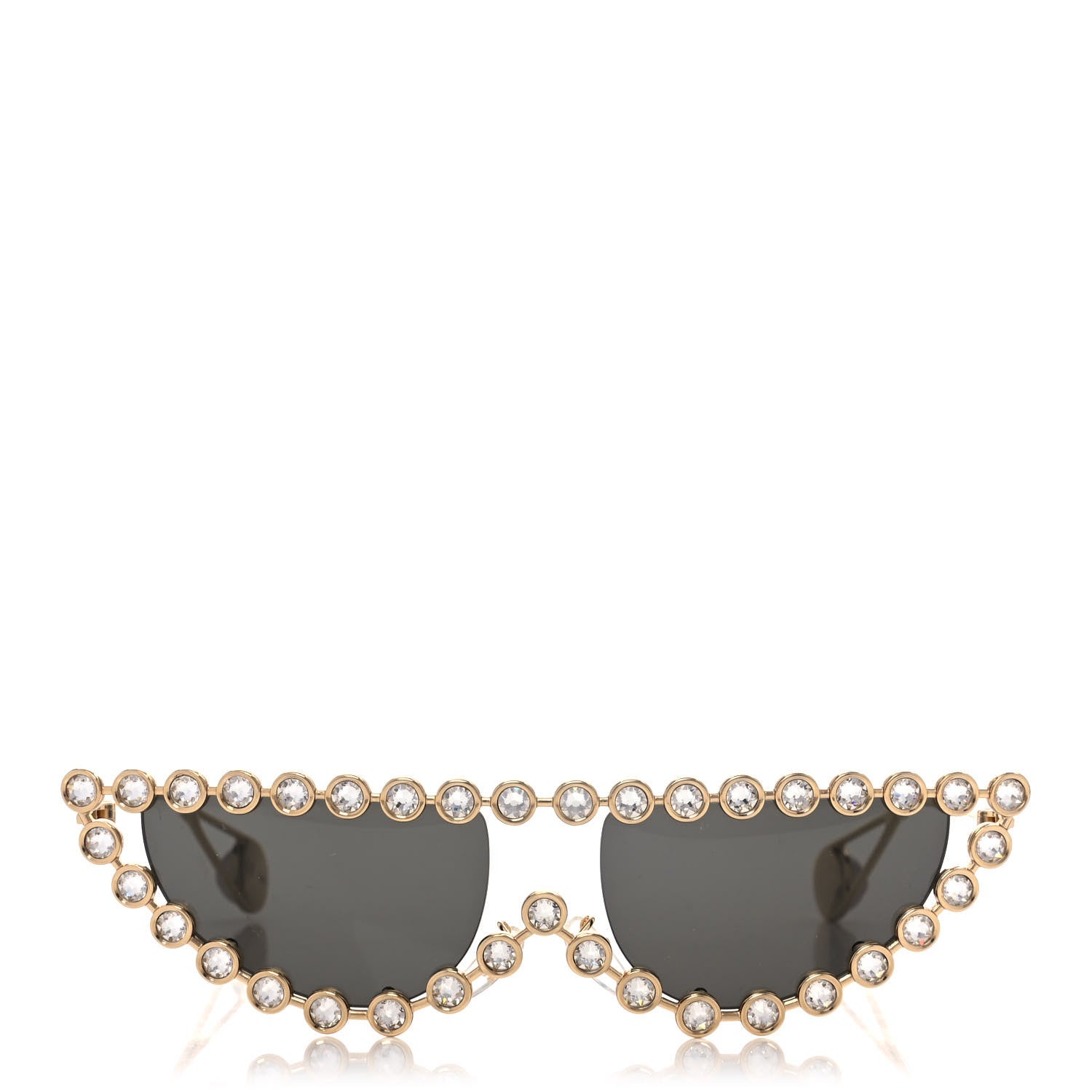 Gucci Metal Crystal Cat Eye Sunglasses GG0364S Gold 2 of 8
