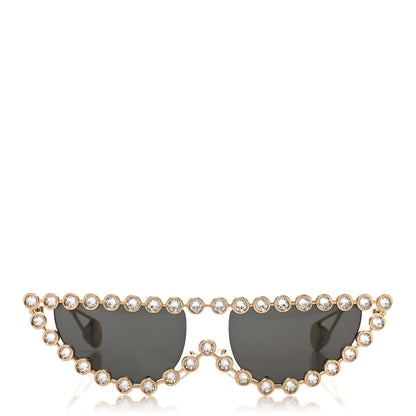 Gucci Metal Crystal Cat Eye Sunglasses GG0364S Gold 2 of 8