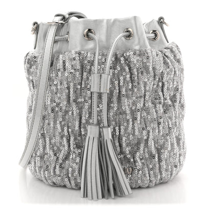 Miu Miu Paillettes Mate Bucket Bag Argento 1 of 11