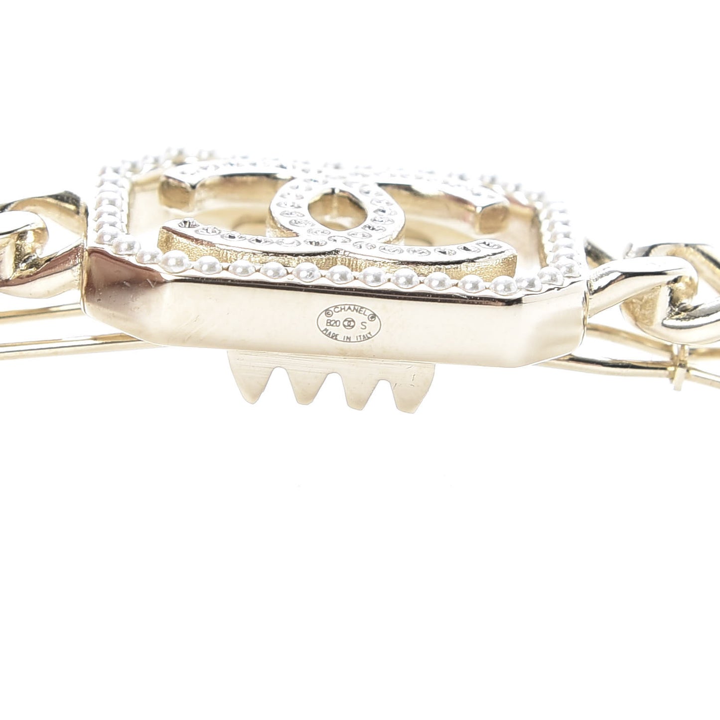 Crystal Chain CC Vendome Hair Clip Barrette Gold