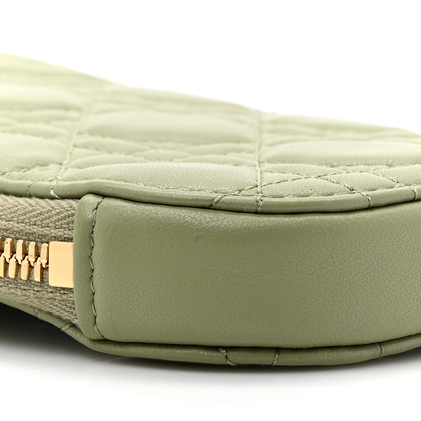 Lambskin Cannage Lady Dior Phone Holder Green