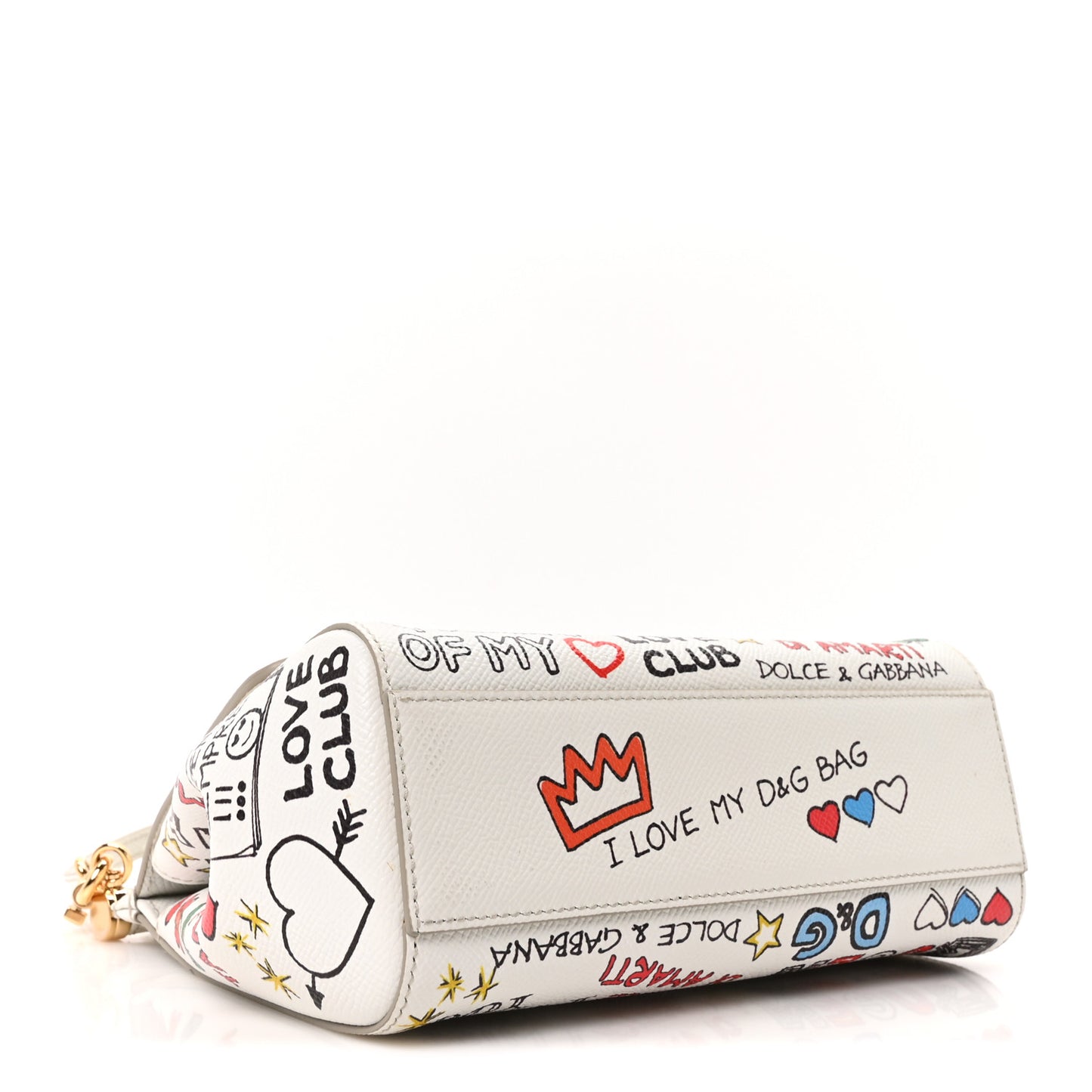 Dauphine Graffiti Printed Small Miss Sicily Satchel White