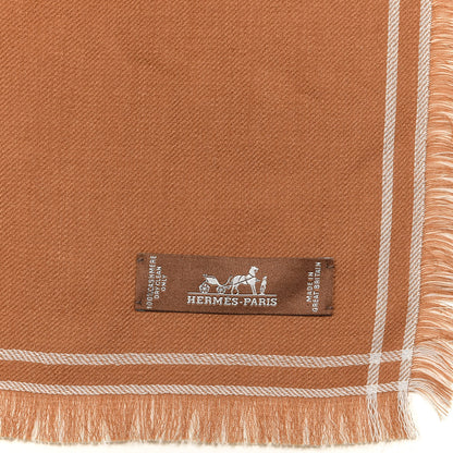 Hermes Cashmere Double Face Giant Draperie Scarf 140 Ocre White 4 of 4