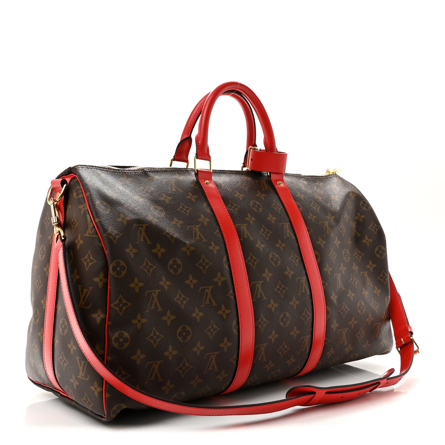 Calfskin Monogram Keepall Bandouliere 50 Coquelicot