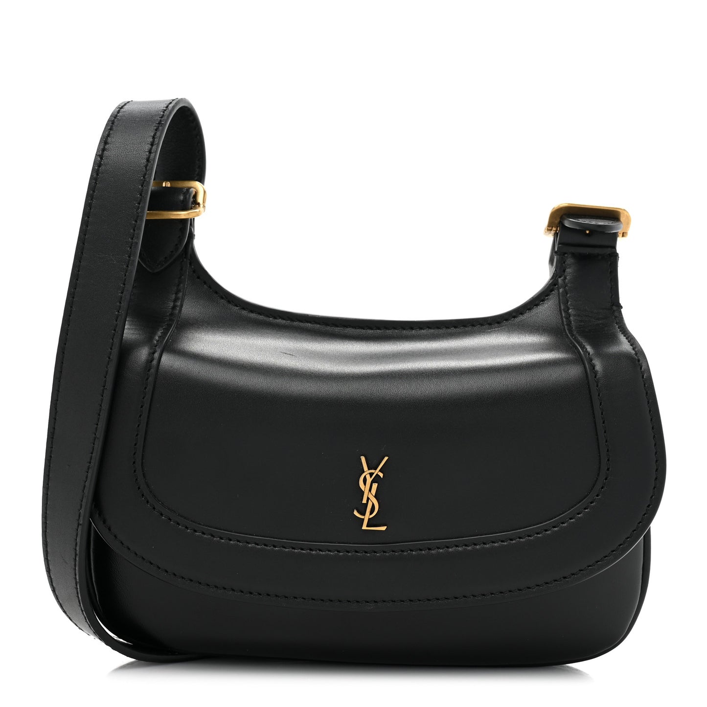 Smooth Calfskin Small Charlie Shoulder Bag Black
