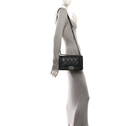 Chanel Calfskin Embossed Medium Paris Salzburg Boy Flap Black 2 of 10