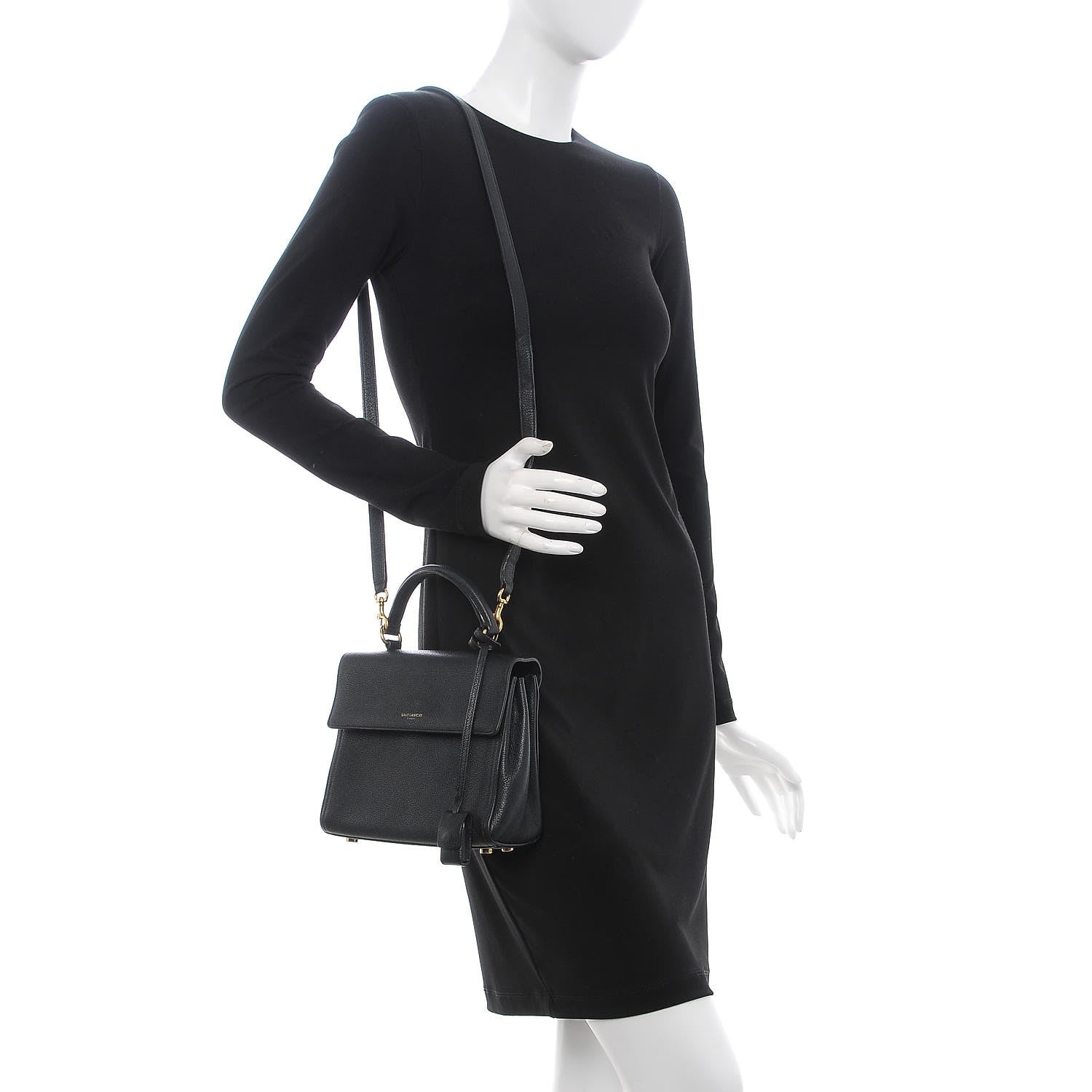 Saint Laurent Grained Calfskin Small Moujik Top Handle Bag Black 2 of 14