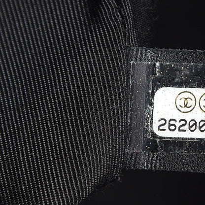 Chanel Caviar Flat Quilted CC Chain Bucket Drawstring Bag Black 7 of 10