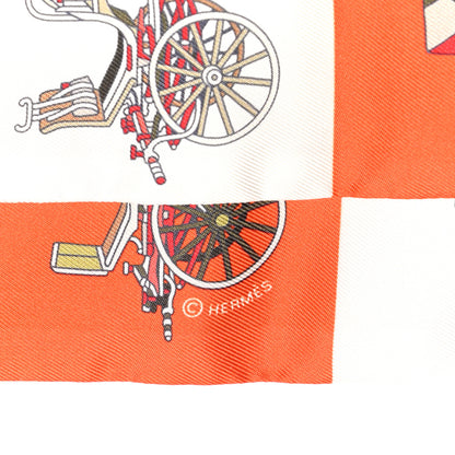 Hermes Silk Les Voitures Exquises Twilly Orange Beige Kaki 6 of 8