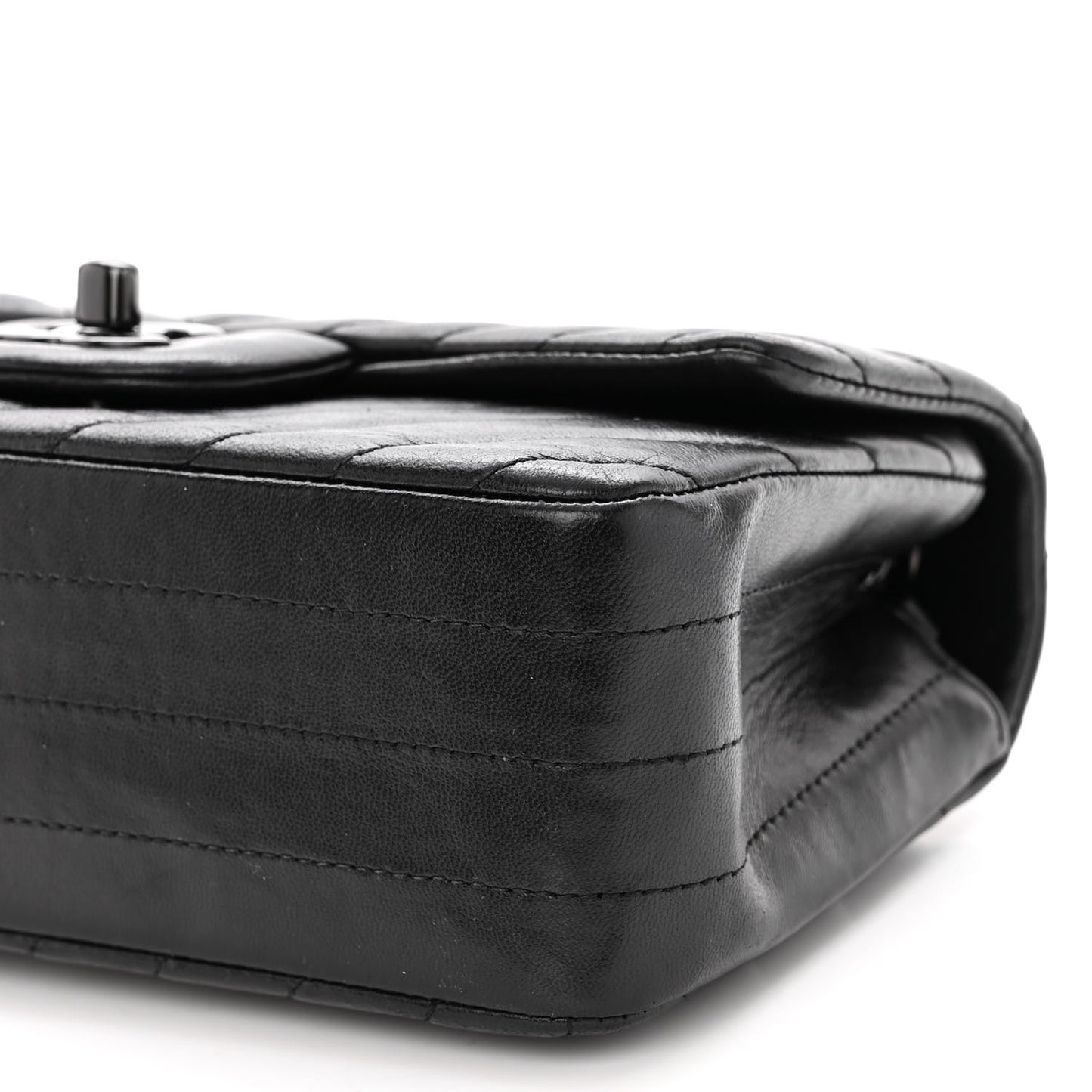 Lambskin Chevron Quilted Mini Rectangular Flap So Black