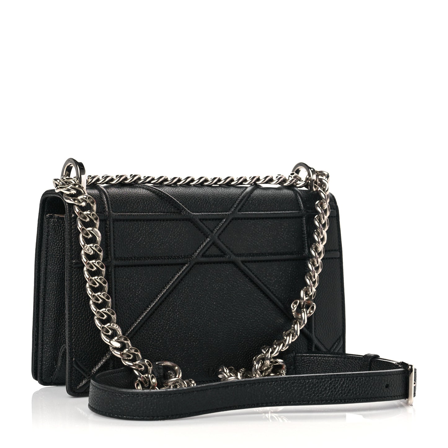 Grained Calfskin Medium Diorama Flap Bag Black