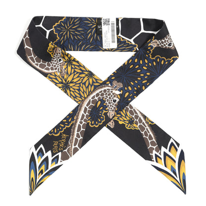 Hermes Silk Three Graces Twilly Black Gold Taupe 1 of 4