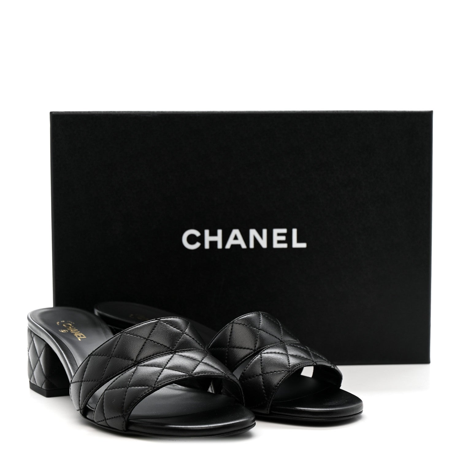Chanel Lambskin Quilted CC Mules Sandals 39 Black 10 of 10