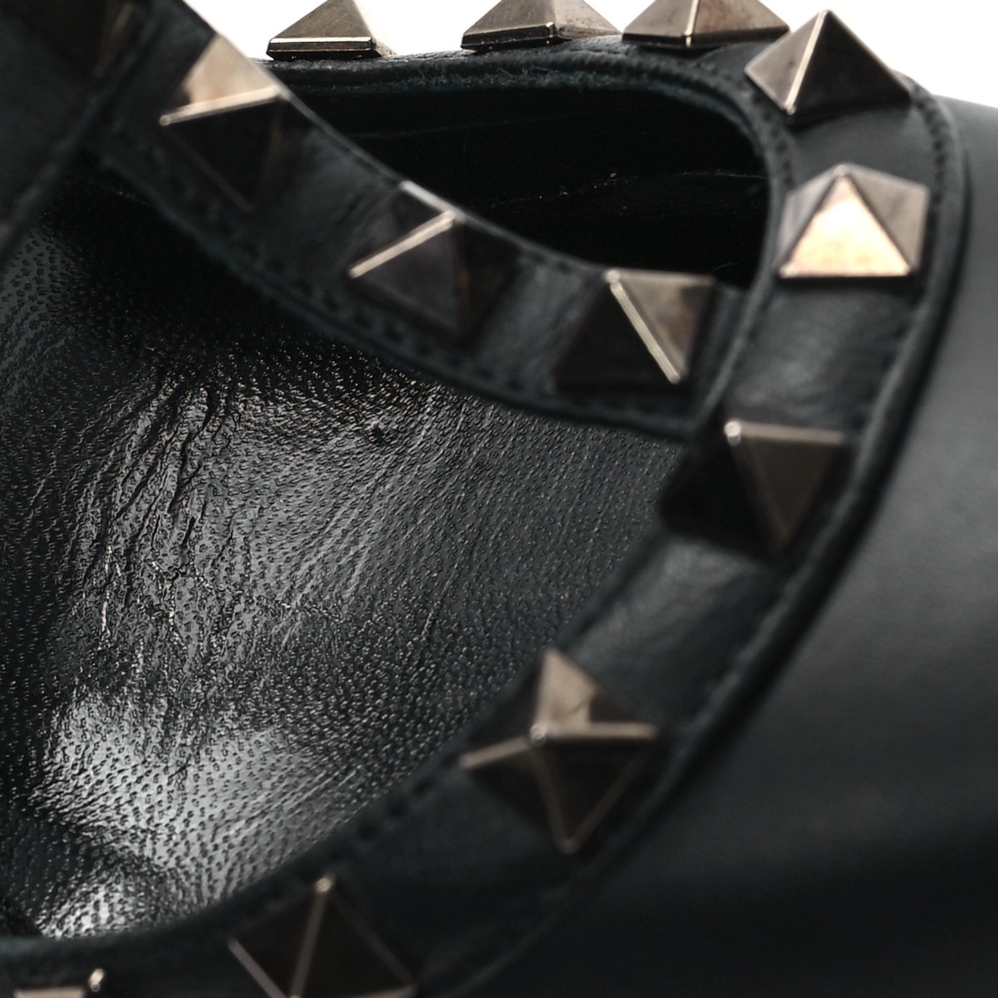 Calfskin Nappa Rockstud Ankle Strap 100mm Pumps 36.5 Black