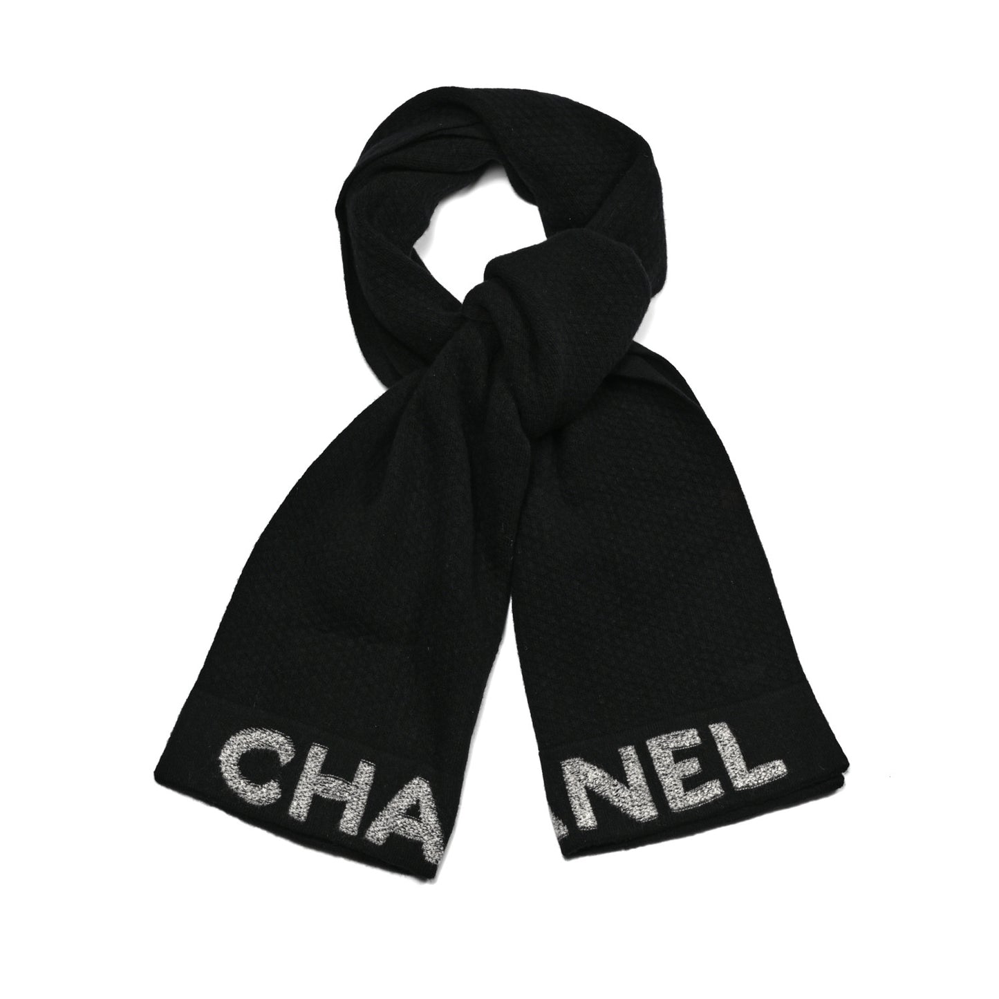 Wool Cashmere CC Scarf Black White