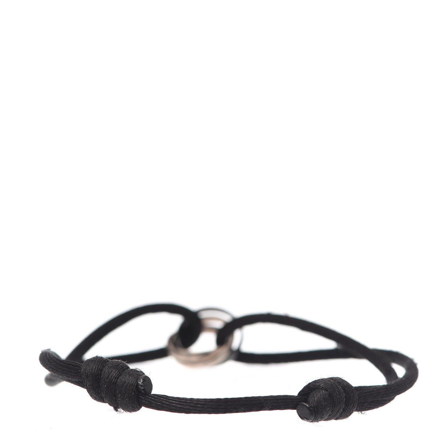 18K White Gold Ceramic Trinity Cord Bracelet Black