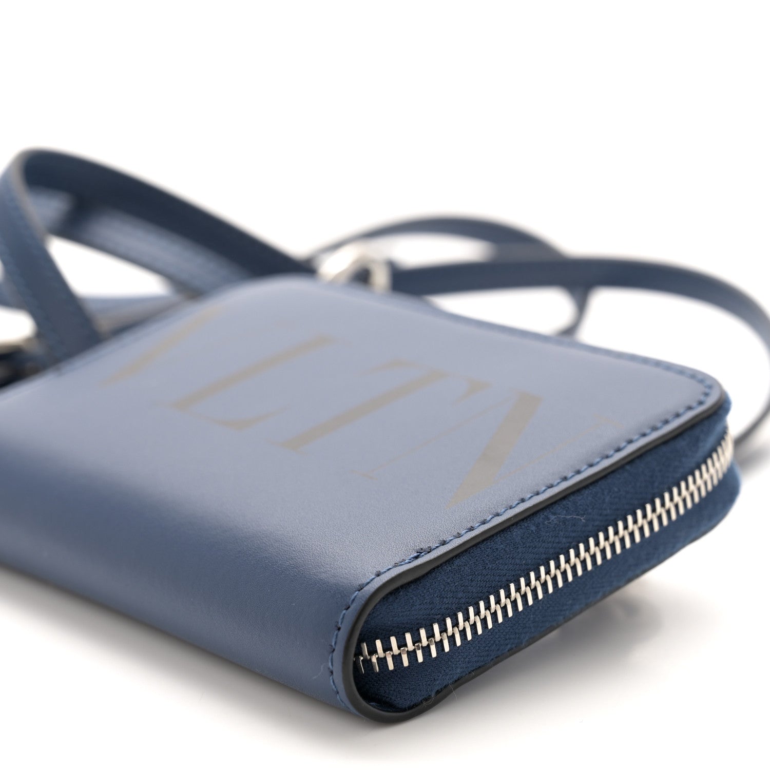 小物 VALENTINO VLTN Neck Wallet Blue Valentino Garavani Calfskin VLTN Print Wallet Crossbody Bag