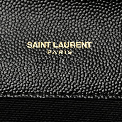 Saint Laurent Grain De Poudre Matelasse Chevron Monogram Envelope Clutch Black 7 of 8
